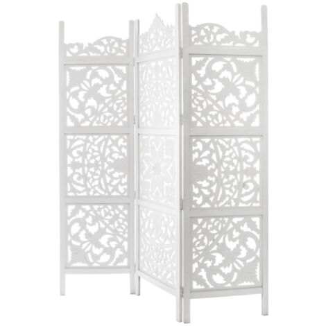 Paravent blanc Terre bois sculpté Atmosphera