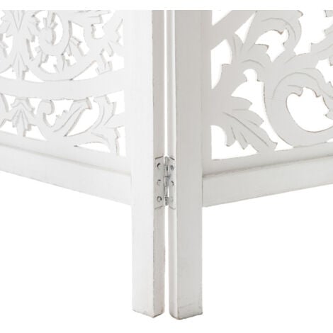 Paravent blanc Terre bois sculpté Atmosphera