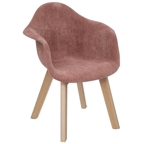 Chaise enfant accoudoirs Lena velours côtelé rose Atmosphera