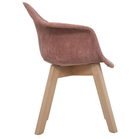 Chaise enfant accoudoirs Lena velours côtelé rose Atmosphera
