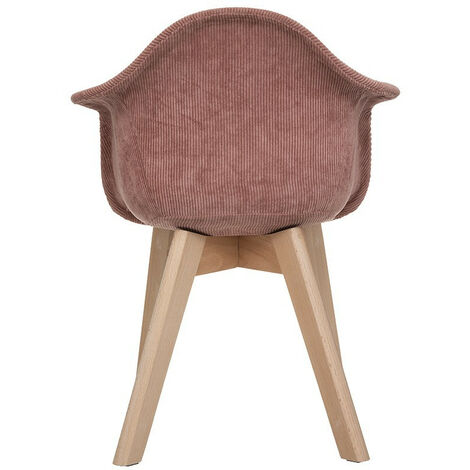 Chaise enfant accoudoirs Lena velours côtelé rose Atmosphera