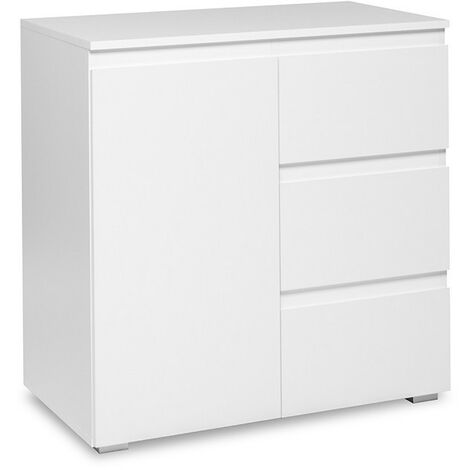Buffet 1 porte 3 tiroirs 80x40,1x78,4 cm blanc - MITZ (1/5)