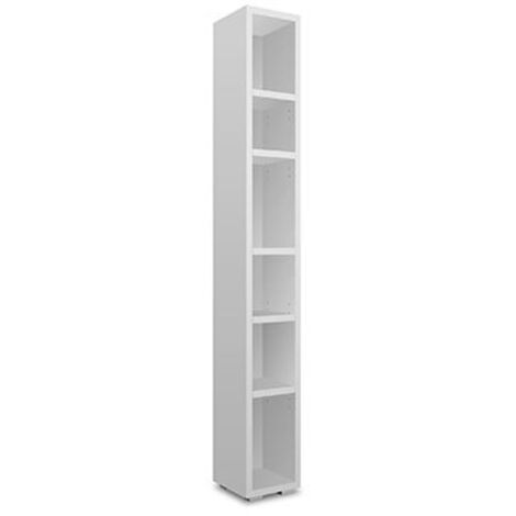 Bibliothèque 6 niches 25x27x191 cm blanc – Panneaux de particules mélaminés – Structure étroite pour petits espaces – Design moderne (1/5)