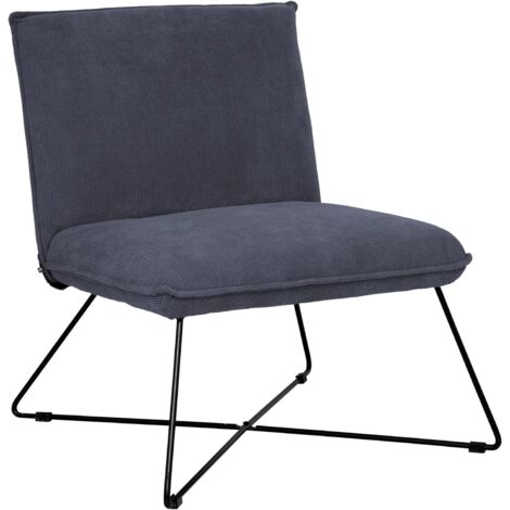 Atmosphera – Fauteuil relax en velours gris – Pieds en métal noir – Dimensions L. 83 x P. 75,5 x H. 64 cm – Hauteur d'assise 43 cm – Rembourrage épais (1/5)