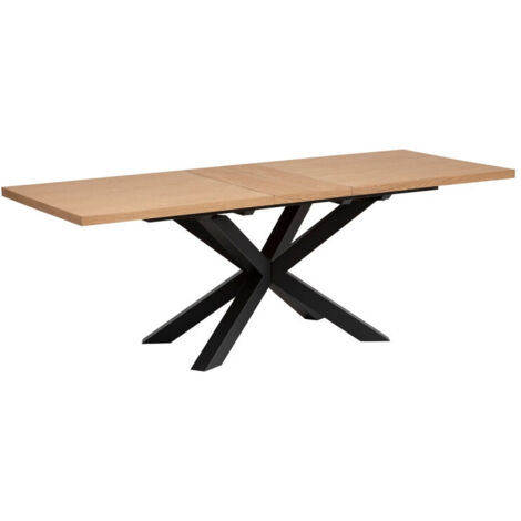 Atmosphera – Table à manger extensible 180-220cm en métal et bois – Piétement en fer noir – Pour 8 personnes – Montage facile - L180-220cm