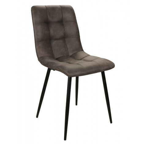 Chaise simili gris pieds métal noir PR102