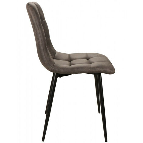 Chaise simili gris pieds métal noir PR102