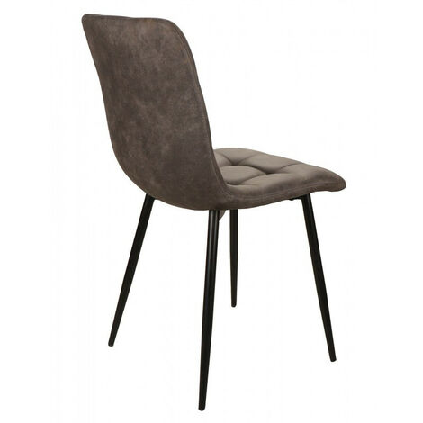 Chaise simili gris pieds métal noir PR102