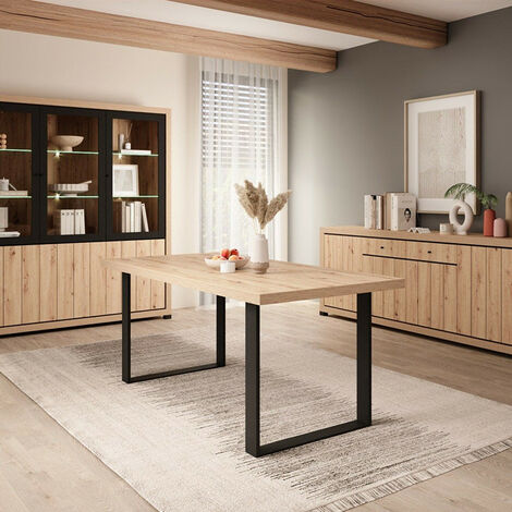 Table à manger 180 x 90 cm pieds métal Eden