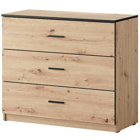 Commode 3 tiroirs Nantes noir et bois (1/4)