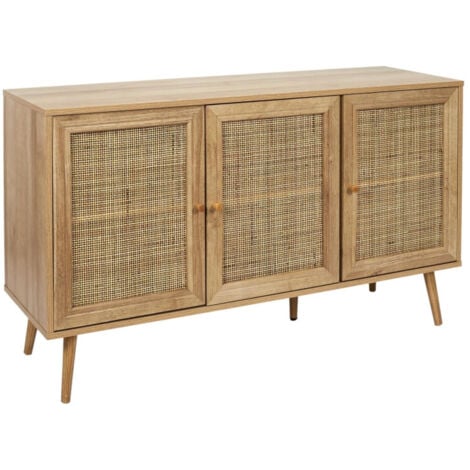 Buffet 3 portes rotin et bois 115 cm Bali