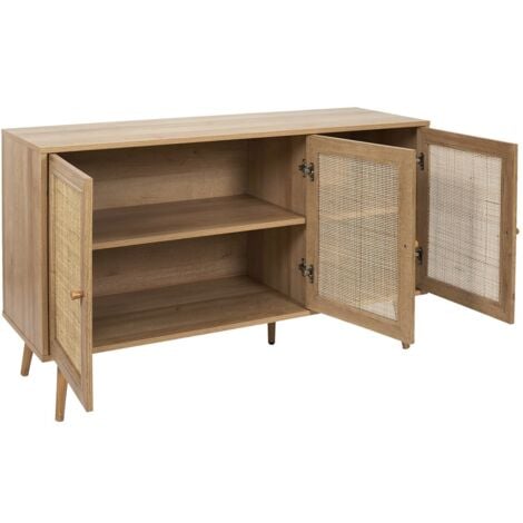 Buffet 3 portes rotin et bois 115 cm Bali