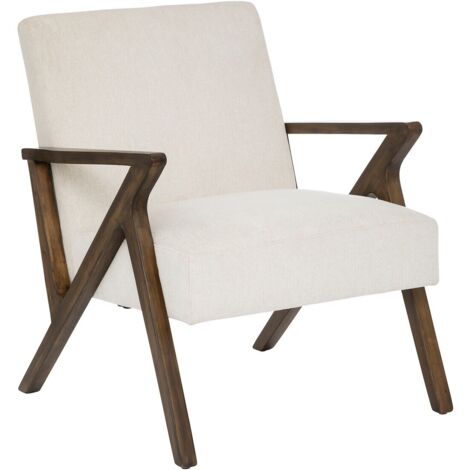 Atmosphera – Fauteuil relax ivoire Orac – Structure en bois d'hévéa – Dimensions L. 81,5 x P. 75 x H. 67,5 cm – Hauteur d'assise 46,5 cm