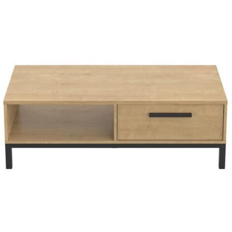 Table basse 1 niche 1 tiroir Craft noir et bois (1/5)