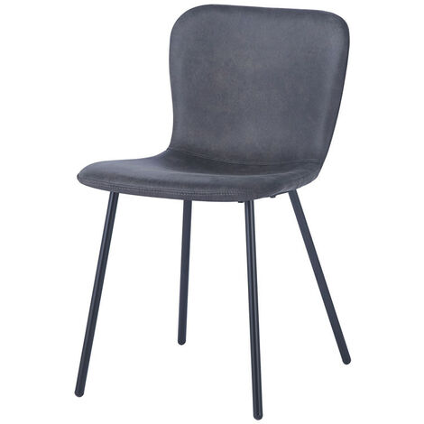 Chaise Susan PU gris foncé pieds métal (1/5)