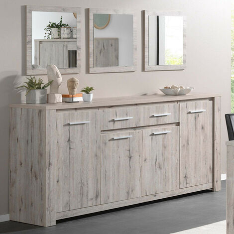 Buffet 4 portes 1 tiroir coloris bois clair Warschau