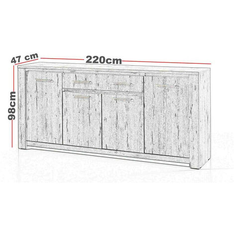 Buffet 4 portes 1 tiroir coloris bois clair Warschau