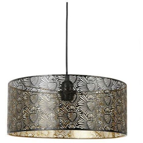 Suspension métal Corazon – Dimensions 35 x 15 cm – Longueur cordon 115 cm – Douille E27 – Puissance max 40W – Couleur noir – Ostaria