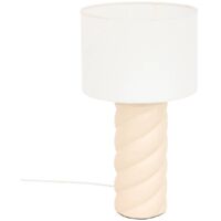 Lampe à poser en céramique Beige et abat-jour en coton Blanc H 44 cm - Atmosphera