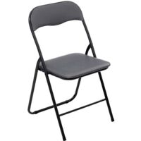 Ac-Deco – Chaise pliante grise en acier et PVC – Dimensions 44 x 45 x 79 cm – Hauteur d'assise 43 cm – Léger et facile à transporter
