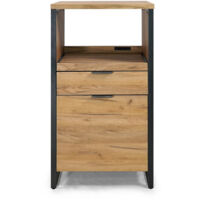 Meuble de cuisine avec plateau coulissant – Tiroir et porte – Dimensions L. 60 x l. 45 x H. 120 cm – Panneaux de particules et pieds métal