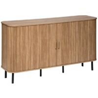 Atmosphera – Buffet 2 portes Colva effet chêne 140x40x80,5cm – Fibres de bois MDF et aggloméré – 6 niches de rangement – Montage facile