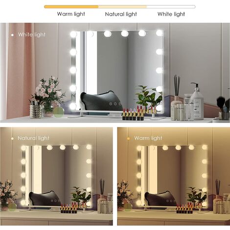 3Color Lumières de miroir de maquillage USB éclairage pour coiffeuse Lumières de miroir de courtoisie miroir non inclus kit de lumières Hollywood Style LED de miroir de courtoisie