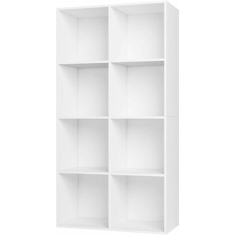 Blanc, 8 casiers Homfa Bibliothèque Etagère Bibliothèque Livres Rangement Bois pour Salon Design Bureau