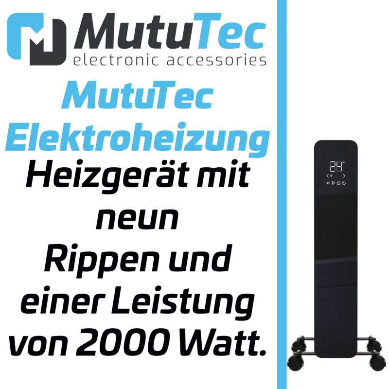 MutuTec Ölradiator / Elektroheizung 9 Rippen 2000W - Weiß, MA Trading