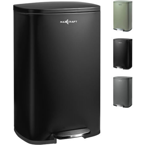 MAXCRAFT Mülleimer / Treteimer mit Soft Close Deckel - 50 Liter in Schwarz