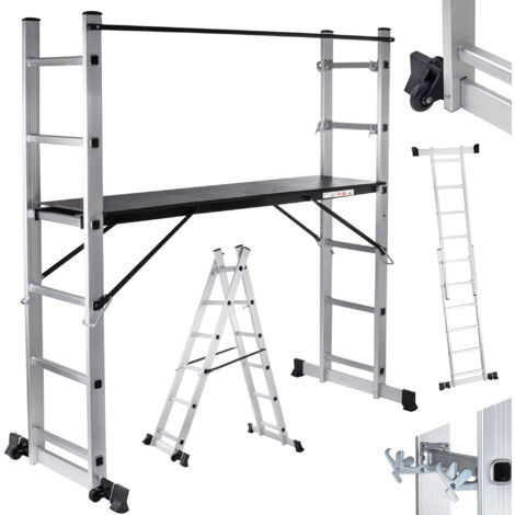MAXCRAFT Mobile Aluminium Arbeitsbühne / Multifunktionsgerüst mit Rollen (1/5)