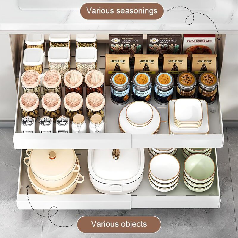 Tiroir Coulissant, Extensible Tiroir Coulissant Telescopique Cuisine Pour Placard De Cuisine