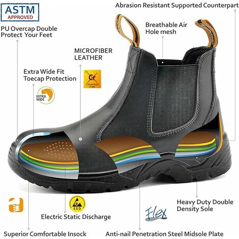 Chaussure De Securité Femme Homme, Antidérapant Anti Ponction De Securite Anti Statique Noir