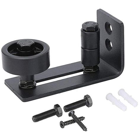 Rail de porte coulissante 2,5 cm réglable – Acier haute résistance – Revêtement noir anti-corrosion – Inclus : 2 guides et 4 vis – Bares (1/8)