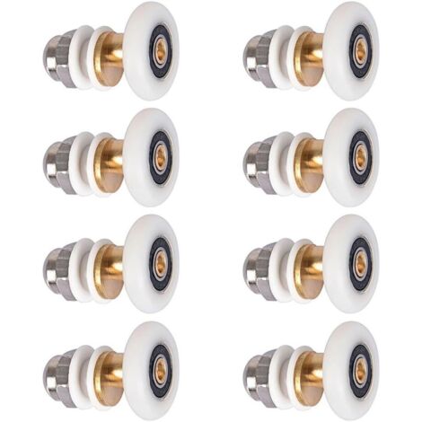 Roulette porte douche 25mm – Lot de 8 roulettes nylon et cuivre – Remplacement facile pour portes coulissantes – Compatible avec verre 10-12mm