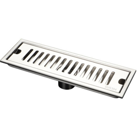Siphon de Sol Rectangulaire, Long Drain de Douche en Acier Inoxydable Amovible avec Double Filtration 30cm pour Salle de Bain Cuisine Balcon (1/5)