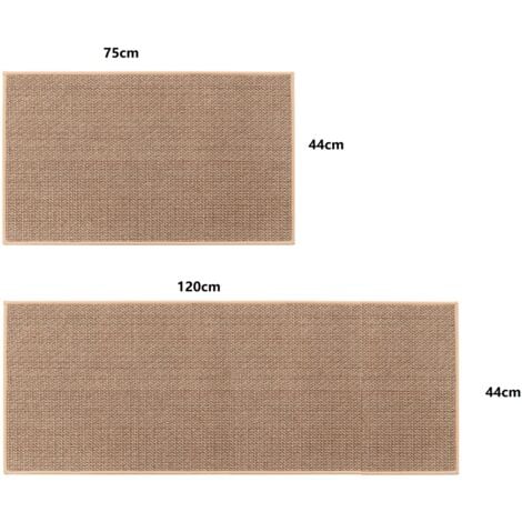 MINKUROW Tapis De Cuisine Devant ​Evier Lavable Antidérapant En Caoutchouc Et Lavable, Couleur du Jute(2 Pcs Pour 44x75cm+44x120cm)
