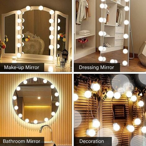 BNGXR Lumière Miroir pour Coiffeuse, LED Lumières de Maquillage, 10  Ampoules Hollywood Kit de Lumière, Dimmable Lampe pour Eclairage Miroir, 3  Couleurs 10 Niveaux de Luminosité : : Luminaires et Éclairage