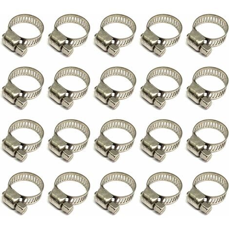 MINKUROW 20 Pièces Collier De Serrage Tuyau, Collier De Serrage Tuyau Réglable 12-20mm, 304 Collier De Serrage Inox, Collier Serrage Métallique, Pour Tuyau, Home Gaz, Famille Tuyau D'eau, Câble, Robin