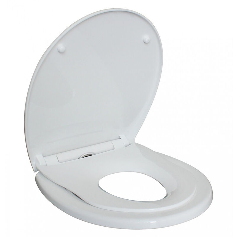 Siège de toilette Abattant WC Blanc Montage rapide Fermeture à amortisseur 