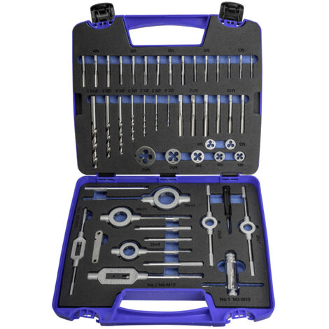Juego Machos-Cojinetes Mano - 3406 - M3-M12 + Combi (Mod. 2) 45 Pcs. IZAR