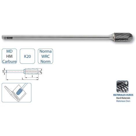 Fresa Rotativa Metal Duro Tipo C Radial Larga - 9231 - 12,70X06,00 mm Dent.6 IZAR (1/2)
