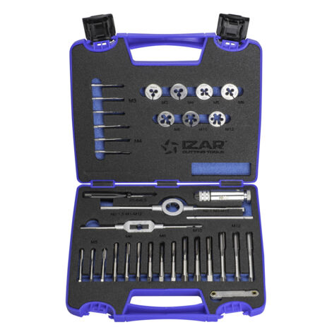 Juego Machos-Cojinetes Mano - 3406 - M3-M12 + Combi (Mod. 0) 33 Pcs. Iso 529 IZAR