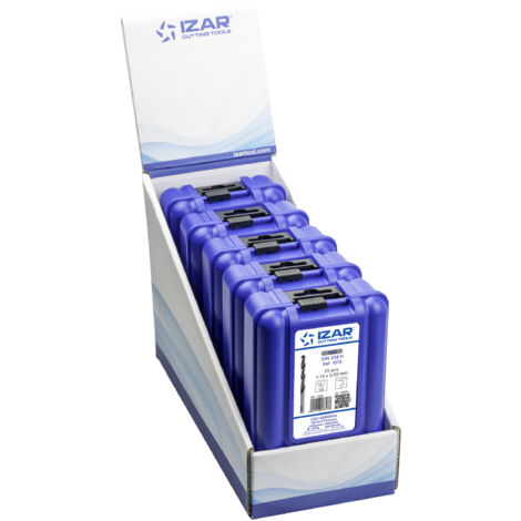 Juego Brocas DIN338 25-Uds. - 1456 - Expo Box-Pallet 5 Sets 1-13X0,50 HSS Split Point C (1013) IZAR (1/3)