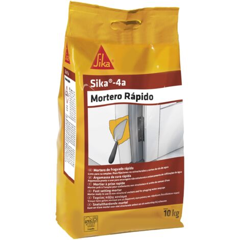 Sika 4A Mortero Rapido, Mortero de fraguado rapido para cortar filtraciones de agua, 10kg, Bolsa