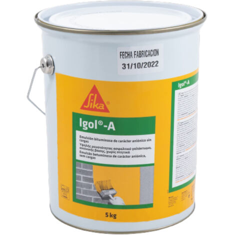 SIKA Caucho Igol A, Emulsión butuminosa para impermeabilización para cimientos, 5kg, Negro