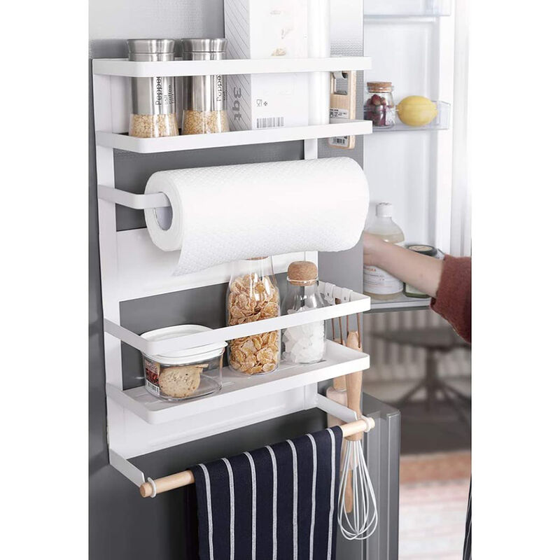 Estante para colgar en el refrigerador Estante para especias Estante para cocina Organizador Almacenamiento 30 * 12 * 46cm Blanco