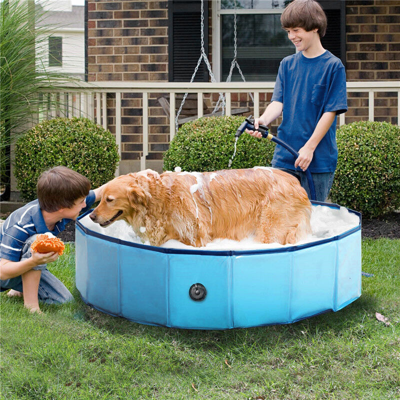 Piscina para perros, bañera plegable para piscina para perros, azul, 120 * 30 cm