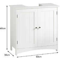 Mueble bajo lavabo blanco aqua 60 * 30 * 60cm con 2 puertas para baño
