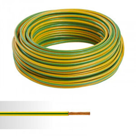 Fil électrique souple ho7v-k 6mm2 vert/jaune (prix au m)
